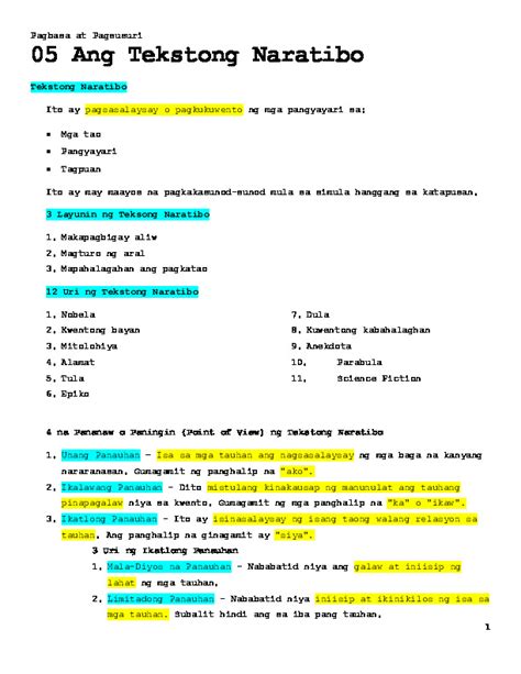 (PDF) Ang Tekstong Naratibo .